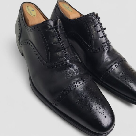 Magnanni Black Leather Shoes Men’s Size 13 M Made In Spain - Picture 1 of 12